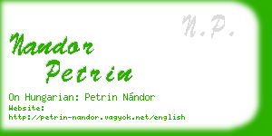 nandor petrin business card